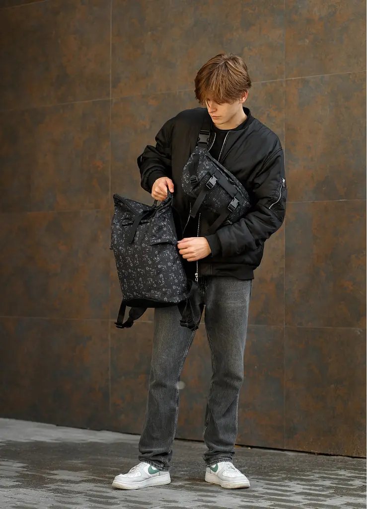 Чоловіча сумка бананка Sambag Dynamicdart чорна 38 × 21 × 7 см (80411702m) - фото 6