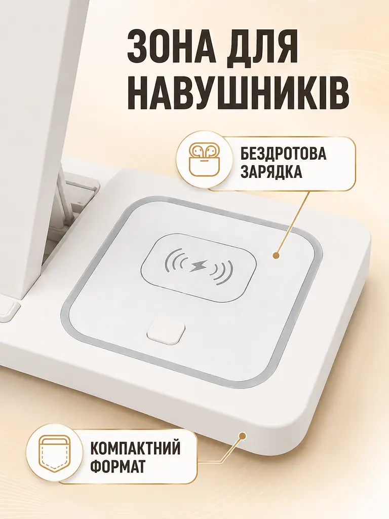 Беспроводная зарядная станция 3 в 1 15 W для iPhone, Apple Watch и AirPods белая (49676321) - фото 4