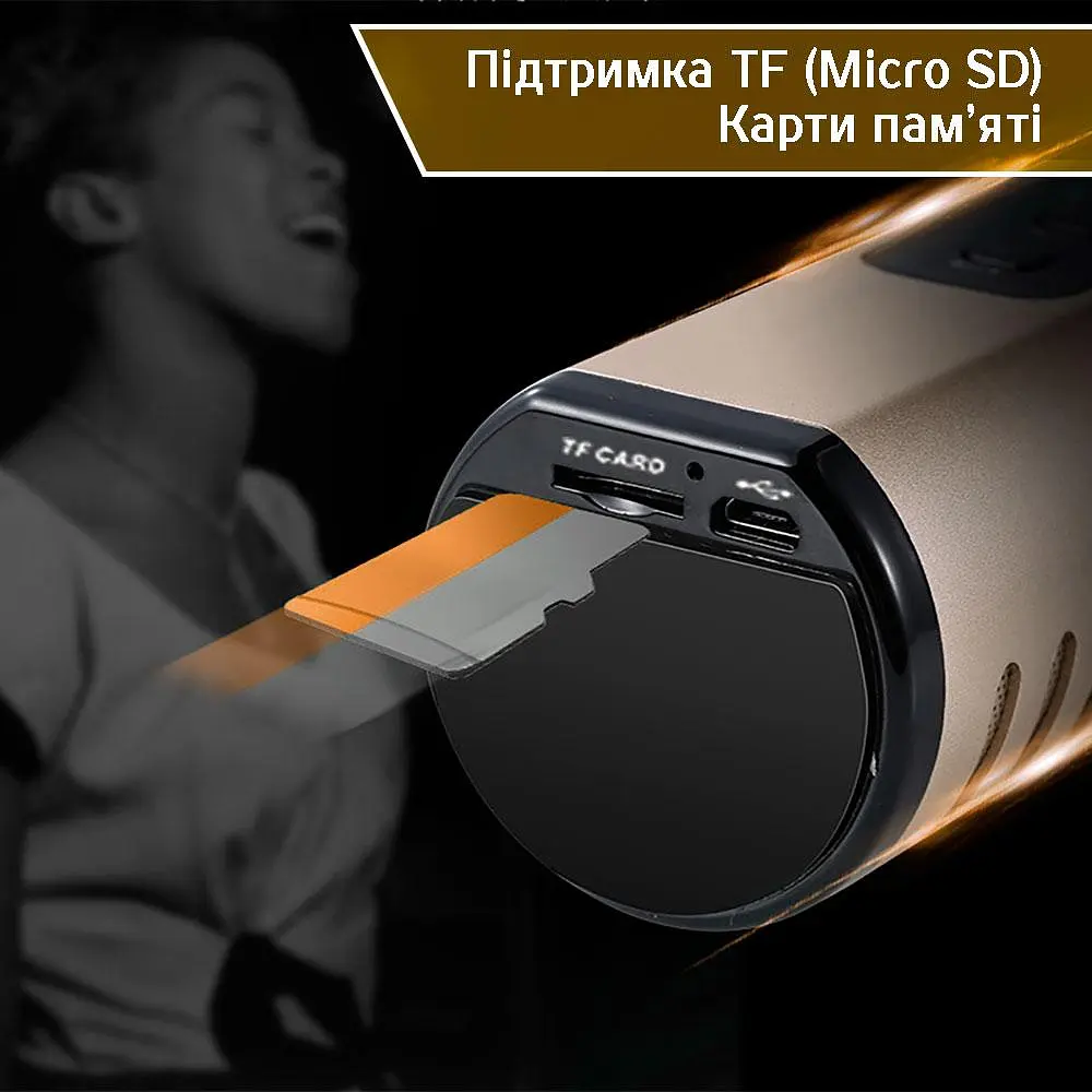 Бездротовий караоке-мікрофон Losso K6 Premium з вбудованим динаміком і Bluetooth Gold (18960) - фото 5