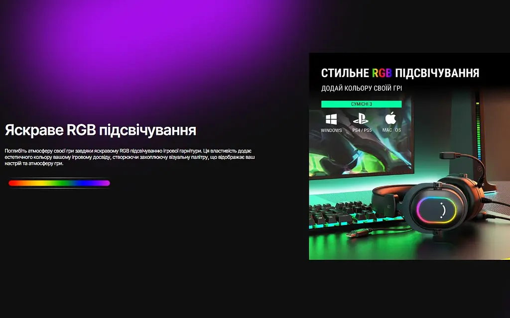 Ігрові навушники з мікрофоном Fifine H-6P RGB USB 7.1 Pink - фото 8