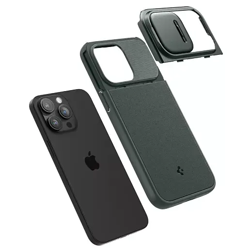 Чохол із захистом камери Spigen Optik Armor (MagFit) Abyss Green для iPhone 15 Pro (ACS06739) - фото 5