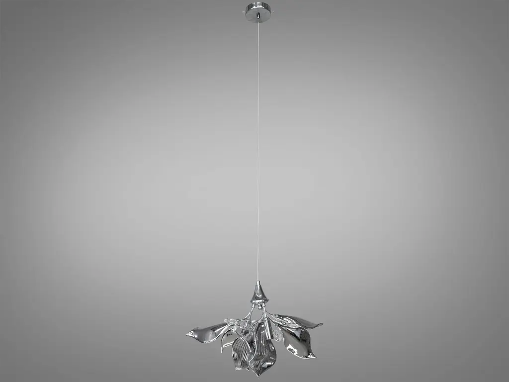 Красива підвісна люстра з керамічними елементами, 3 лампи, хром - фото 4