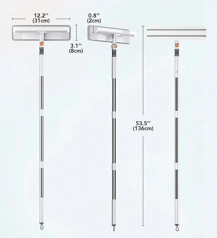 Швабра для миття вікон телескопічна Joybos зі скребком зі змінними насадками з мікрофібри - фото 2