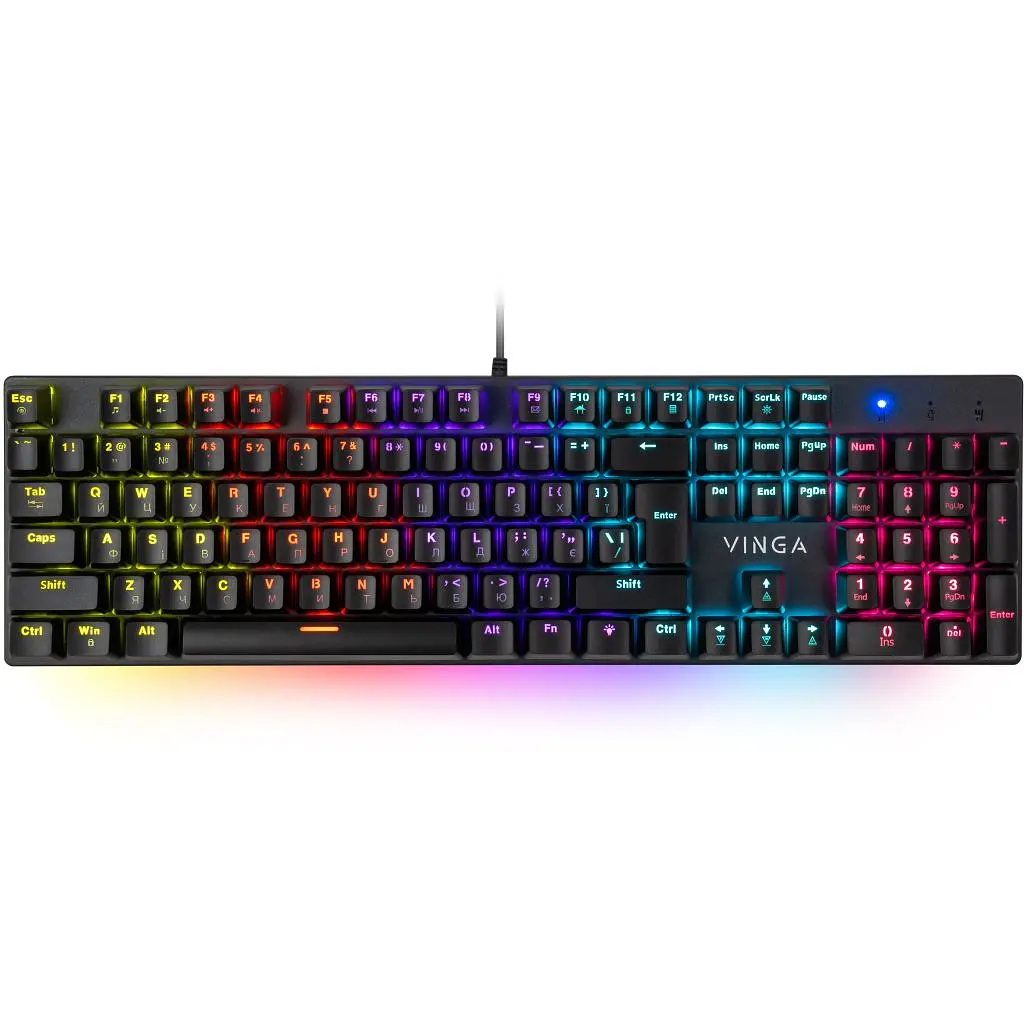 Клавіатура Vinga KBGM-100 LED Blue Switch USB Black (KBGM-100 Black)