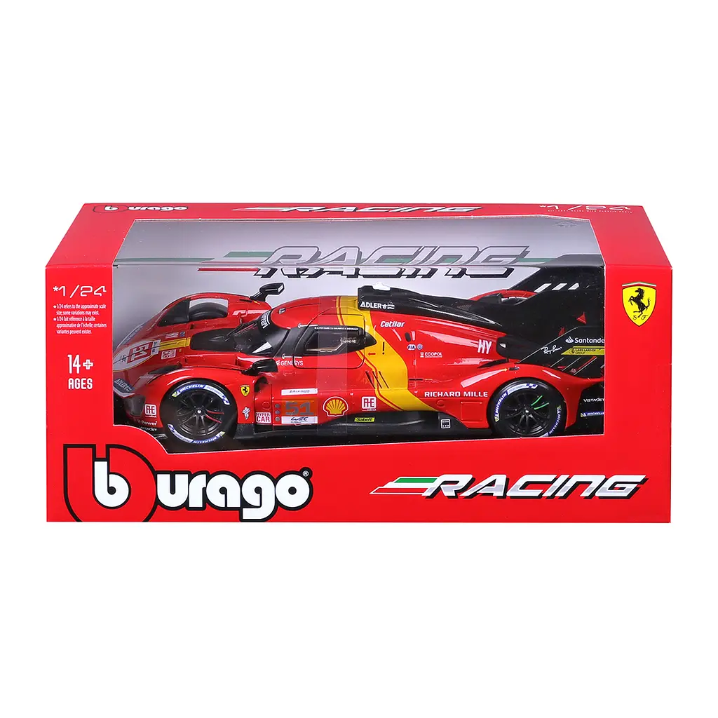 Автомодель Bburago Ferrari 499P LMH 1:24 красно-черная (18-26309) - фото 10