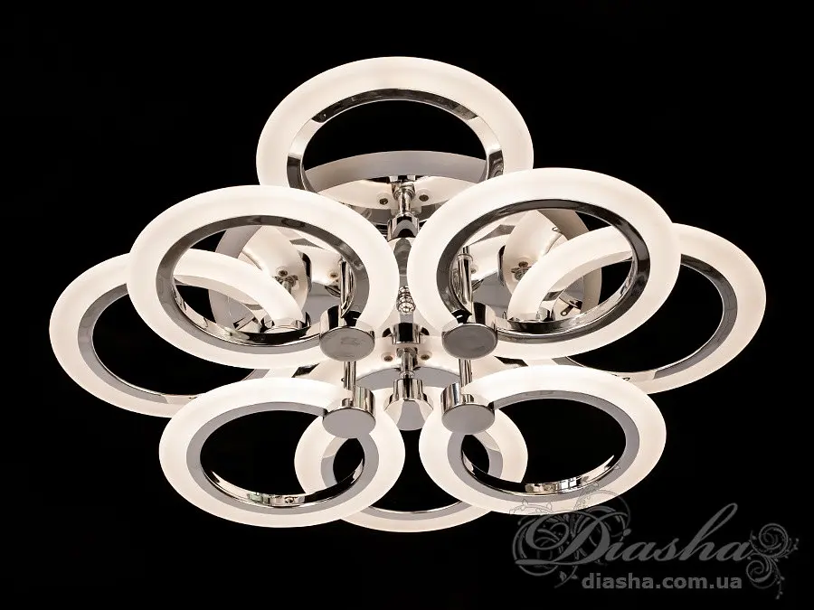 Люстра стельова LED Diasha A8022/4+4HR, 110W, 3200K-6000K, хром, сучасний стиль для дому - фото 2