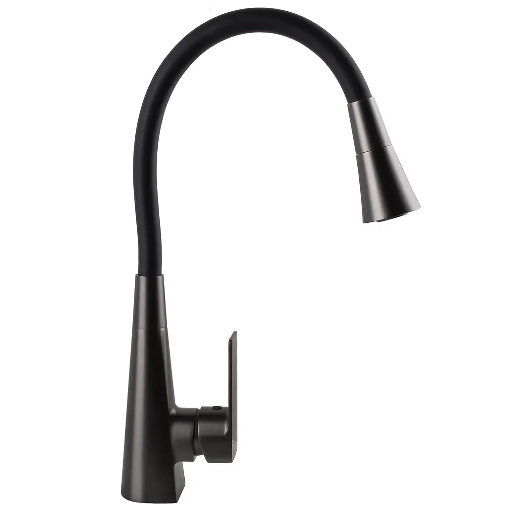 Змішувач Globus Lux NIAGARA GLN-0203SM-GP одноричажний поворотний для кухні графіт чорний з системою швидкого монтажу - фото 5