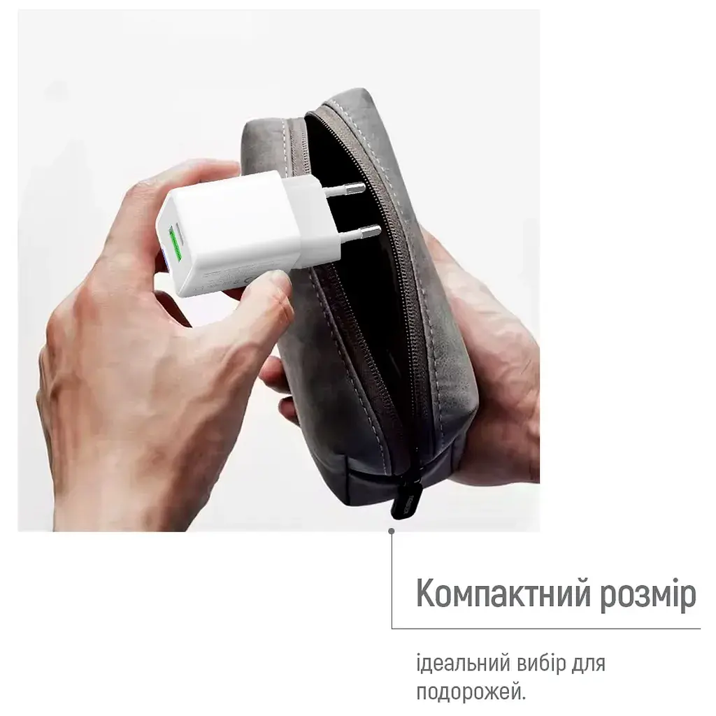 Зарядний пристрій ColorWay C101A GaN Mini 20W PD PPS USB-C + USB-A QC4.0 + cable USB-C to USB-C black (CW-CHS062PDC-WT) - фото 11
