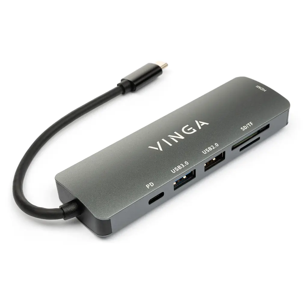 Концентратор Vinga USB Type-C 3.1 to HDMI+USB3.0+USB 2.0+SD/microSD+PD 6in1 (VHC6) - фото 2