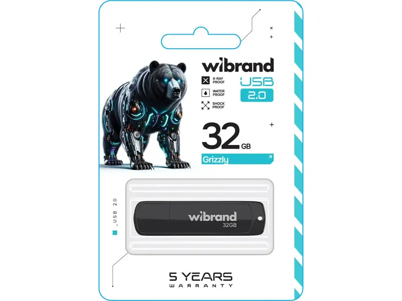 Флешка Wibrand 32 GB Grizzly Black USB 2.0 (WI2.0/GR32P3B) - фото 2