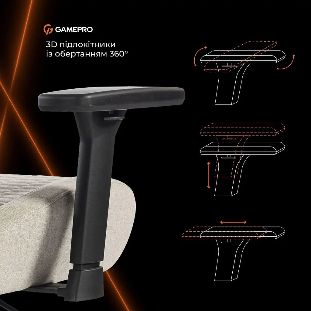 Ігрове крісло GamePro GC775B Fabric Black (GC775B) - фото 10