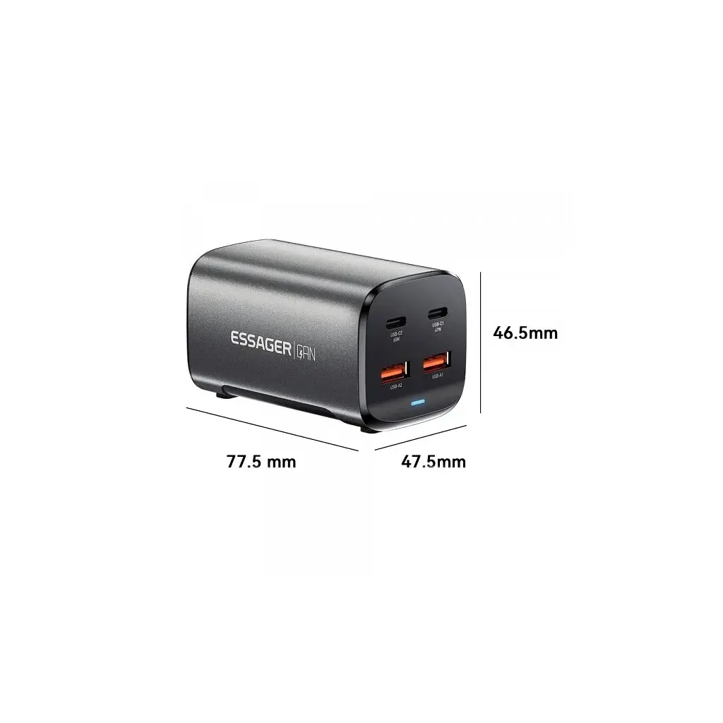 Зарядний пристрій Essager 2xUSB-C + 2xUSB 67 Вт GaN (ECT2AC-JYB0G-Z) - фото 8