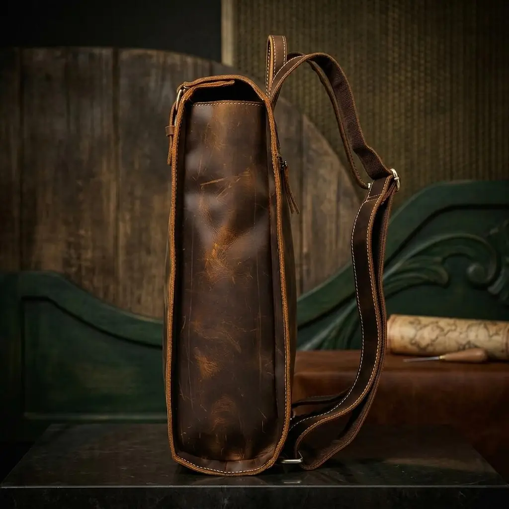 Рюкзак шкіряний дорожній 14796 Vintage коричневий - фото 4