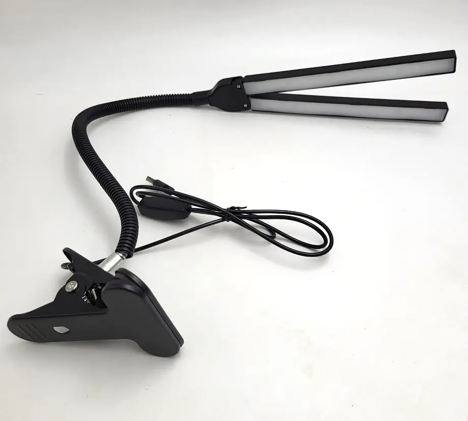 Світлодіодна LED настільна USB-лампа гнучка на прищіпці 2 плафони UKC XSD 919 чорна - фото 3