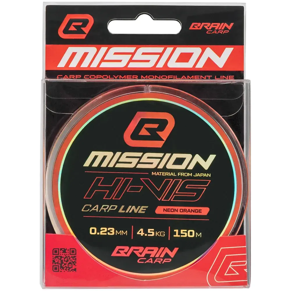 Волосінь Brain Mission Carp Line (Neon Orange) 150m 0.23mm 4.5kg - фото 2