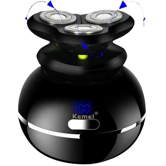 Електробритва для чоловіків Kemei Km-1109 роторна для вологого і сухого гоління з плаваючими головками та тримером 5в1 чорна - фото 3