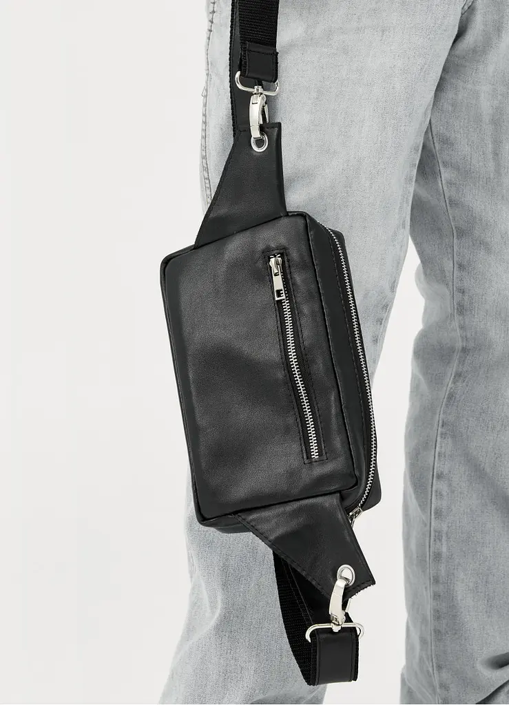 Чоловіча сумка бананка Sambag HARVI чорна 24 × 16 × 6 см (88213101m) - фото 12