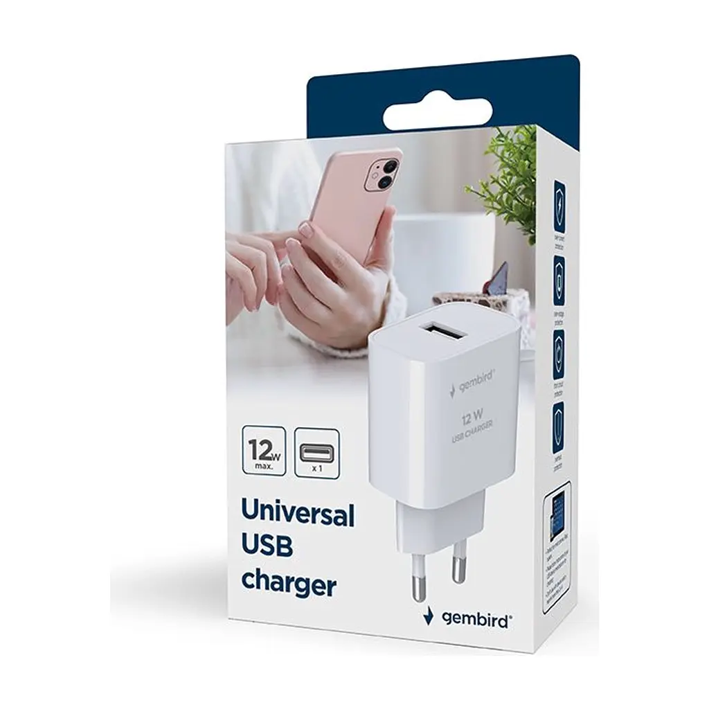 Зарядний пристрій Gembird 1xUSB-A 5V/2.4A (12W) white (TA-UC-1A12-01) - фото 7