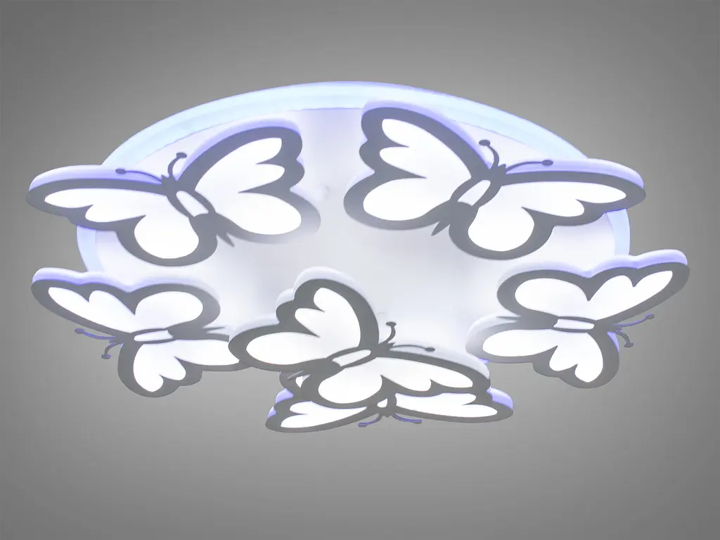 Белая пристелевая LED люстра бабочки с пультом и подсветкой, 105W - фото 2
