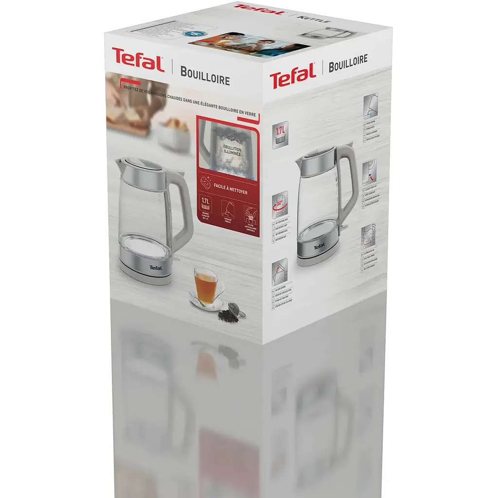 Електрочайник Tefal Glass Kettle 1.7 л скло з підсвіткою біло-срібний (KI605B30) - фото 6