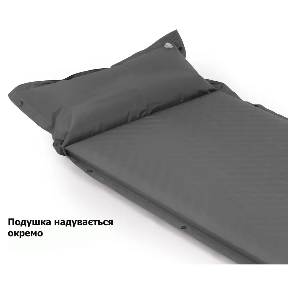 Килимок самонадувний Naturehike (CNK2300DZ014) 6см - з подушкою - одномісний - графіт - фото 6
