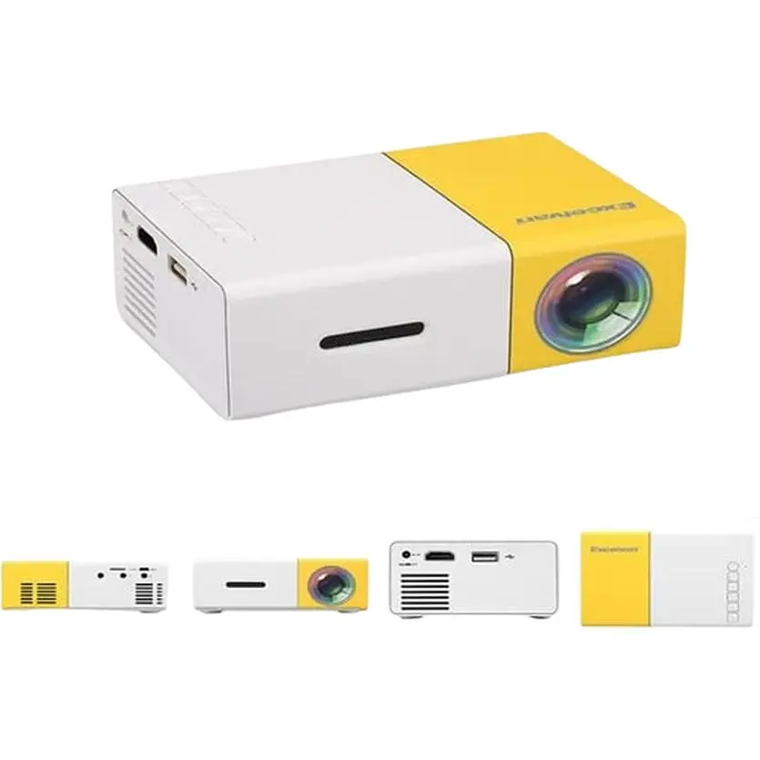 Портативный мини проектор Panoplus YG-300 Protech LED Projector Full HD с динамиком и с USB Sony бело-желтый (YG-300_1442) - фото 2