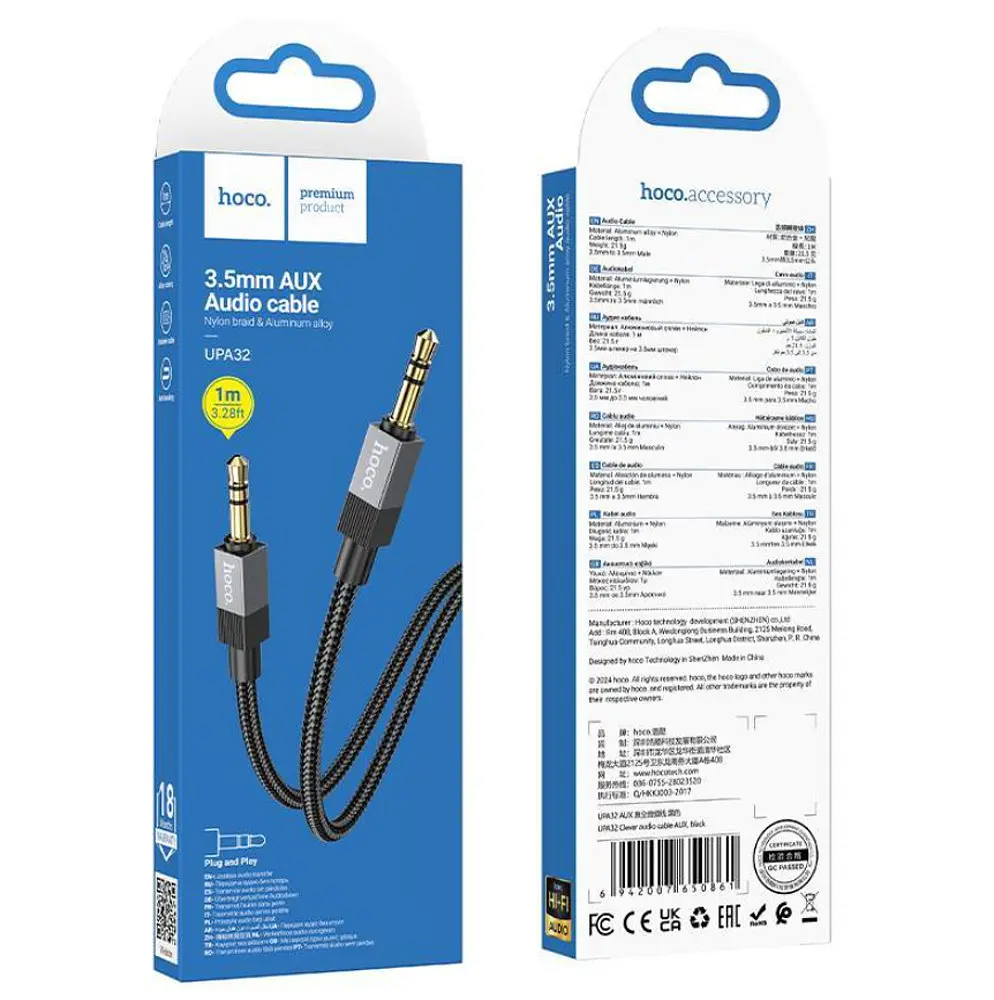 Кабель Hoco UPA32 Clever audio cable AUX Черный - фото 2