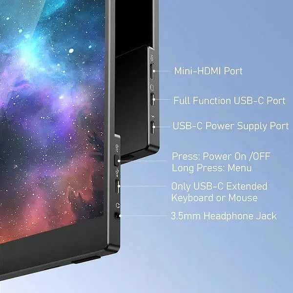 Портативний монітор Arzopa 14" E1 Extreme Slim Black [114223] - фото 6