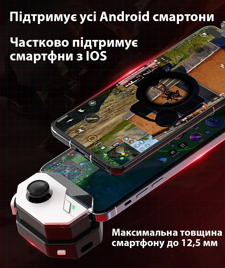 Джойстик для телефону Memo MB02 ігровий контролер тригер Black White (18533) - фото 5