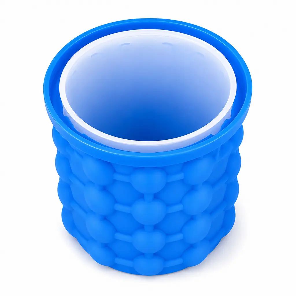 Силіконова форма відро для льоду з кришкою Ice Cube Maker Genie для охолодження напоїв Блакитний 88476 - фото 5