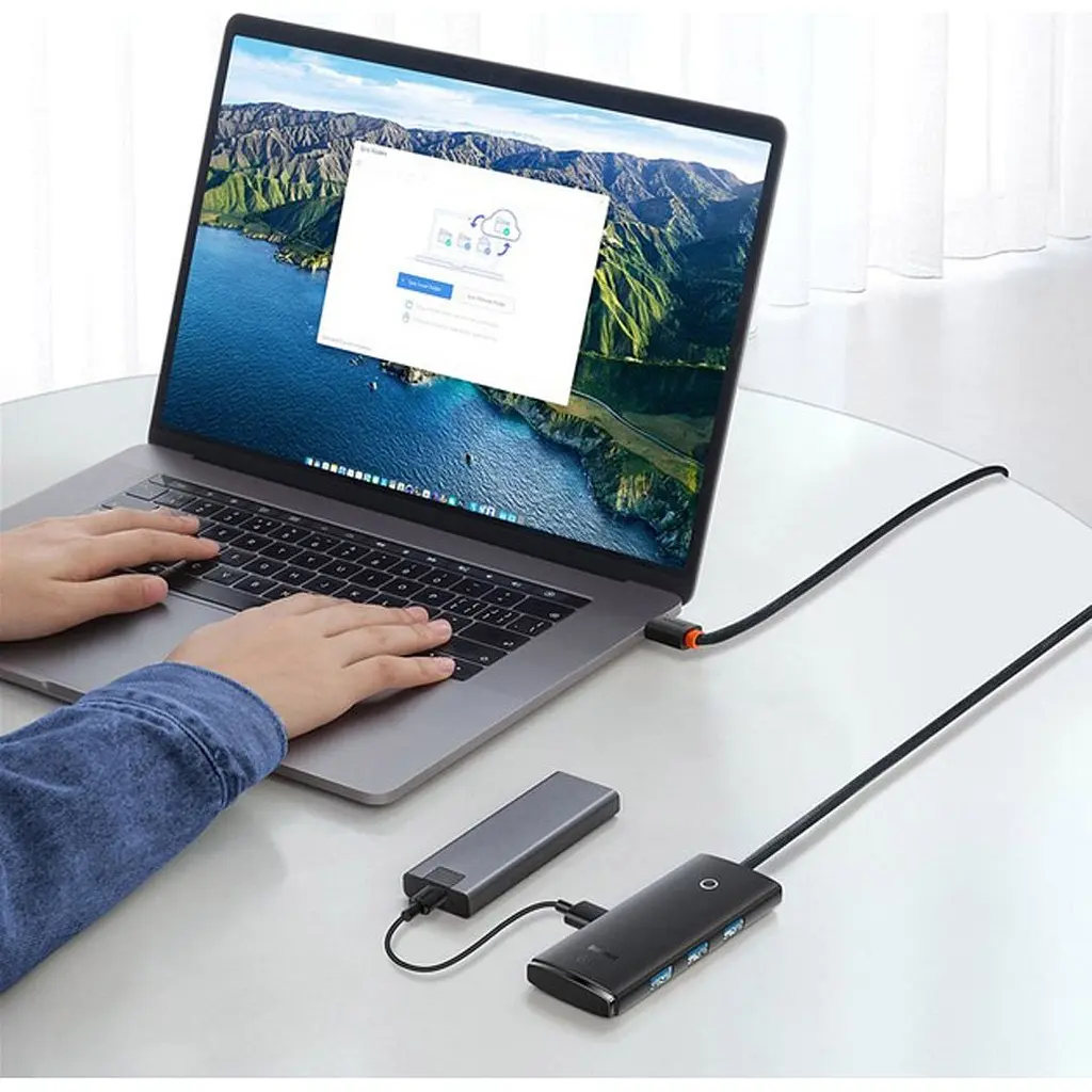 USB-хаб Baseus Lite Series 4-in-1 Hub Adapter Black (WKQX030101) [136670] - фото 5