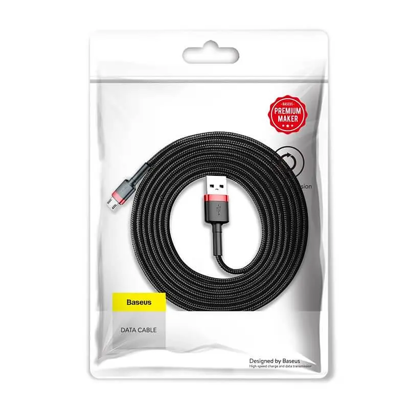 Кабель USB Micro - BASEUS cafule 2 метра усиленная оплетка (CAMKLF-C91) черно красный - фото 2
