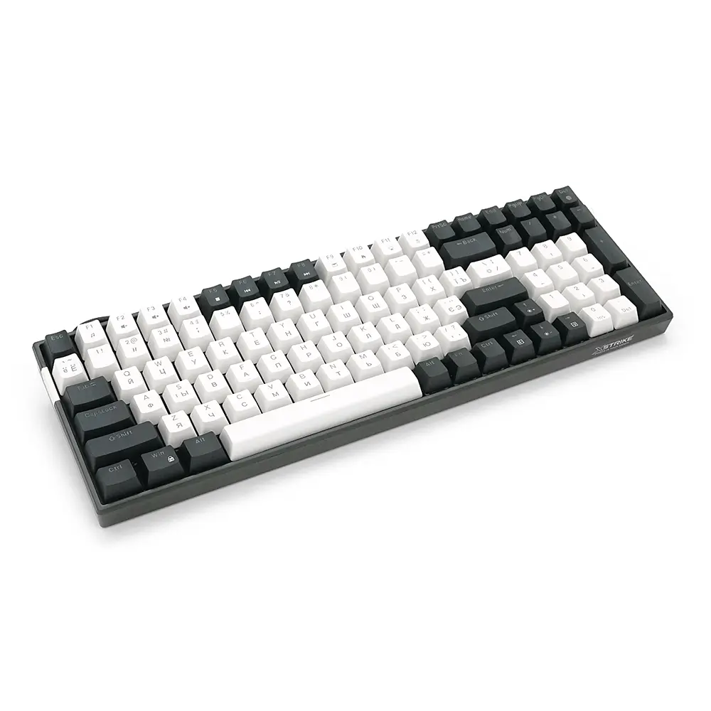 Механічна клавіатура USB XStrike XS-1030, довжина кабелю 150см, RGB підсвічування, Eng/Укр/Рус, 395х150х45 мм, Black/White, 100к, Q20 - фото 3