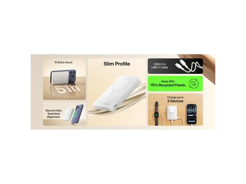 Зовнішній акумулятор (Power Bank) Belkin Slim Magnetic 10000mAh White (BPD015HQWH) - фото 8