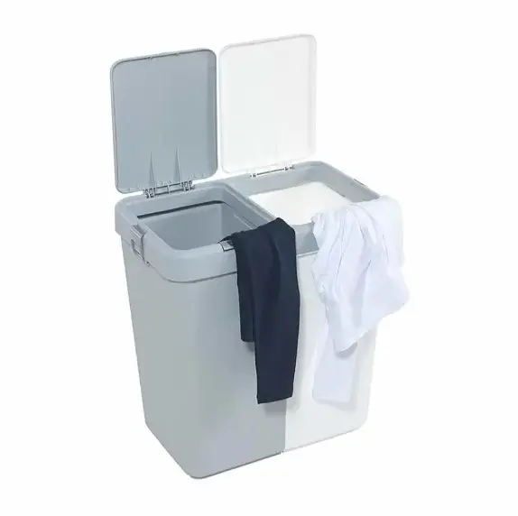 Кошик для білизни Motek подвійний білий/сірий 40+40 л (MT-09) - фото 4