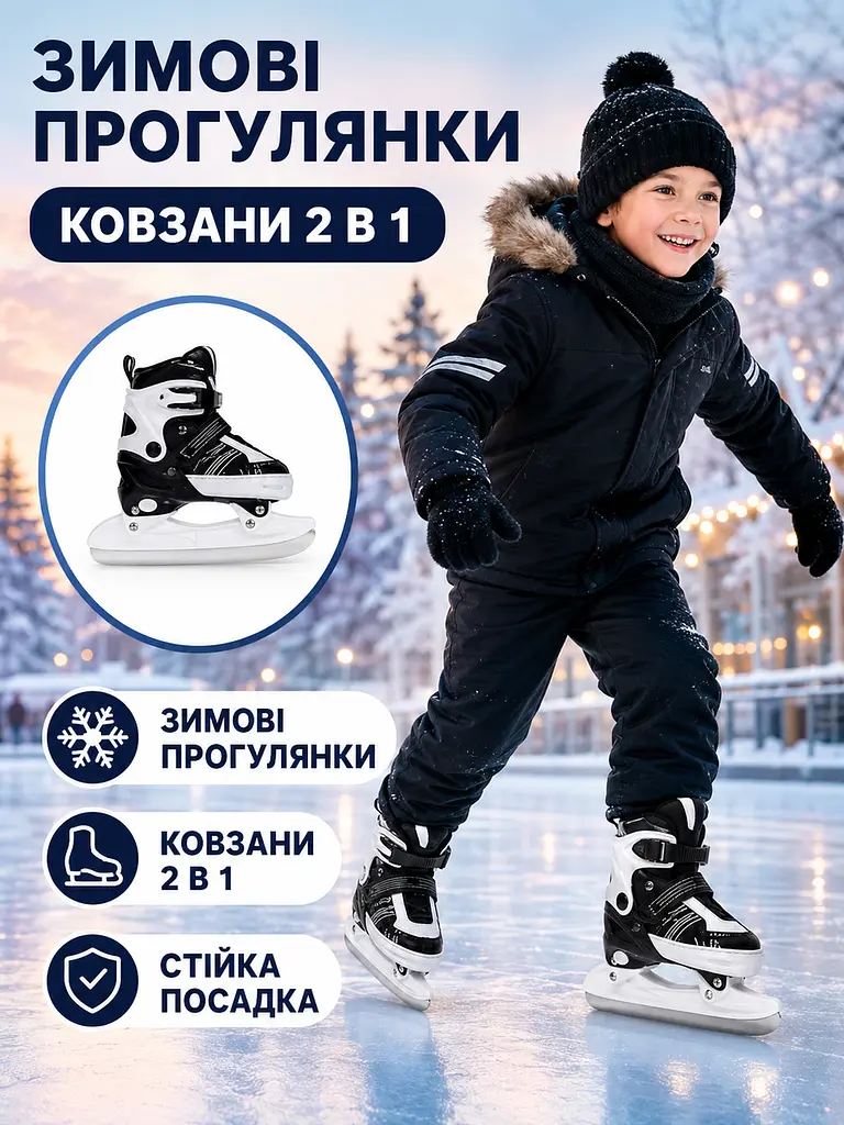 Дитячі ролики та ковзани 2 в 1 31-34 для хлопчика і дівчинки, розсувні чорно-білі (49676195) - фото 5