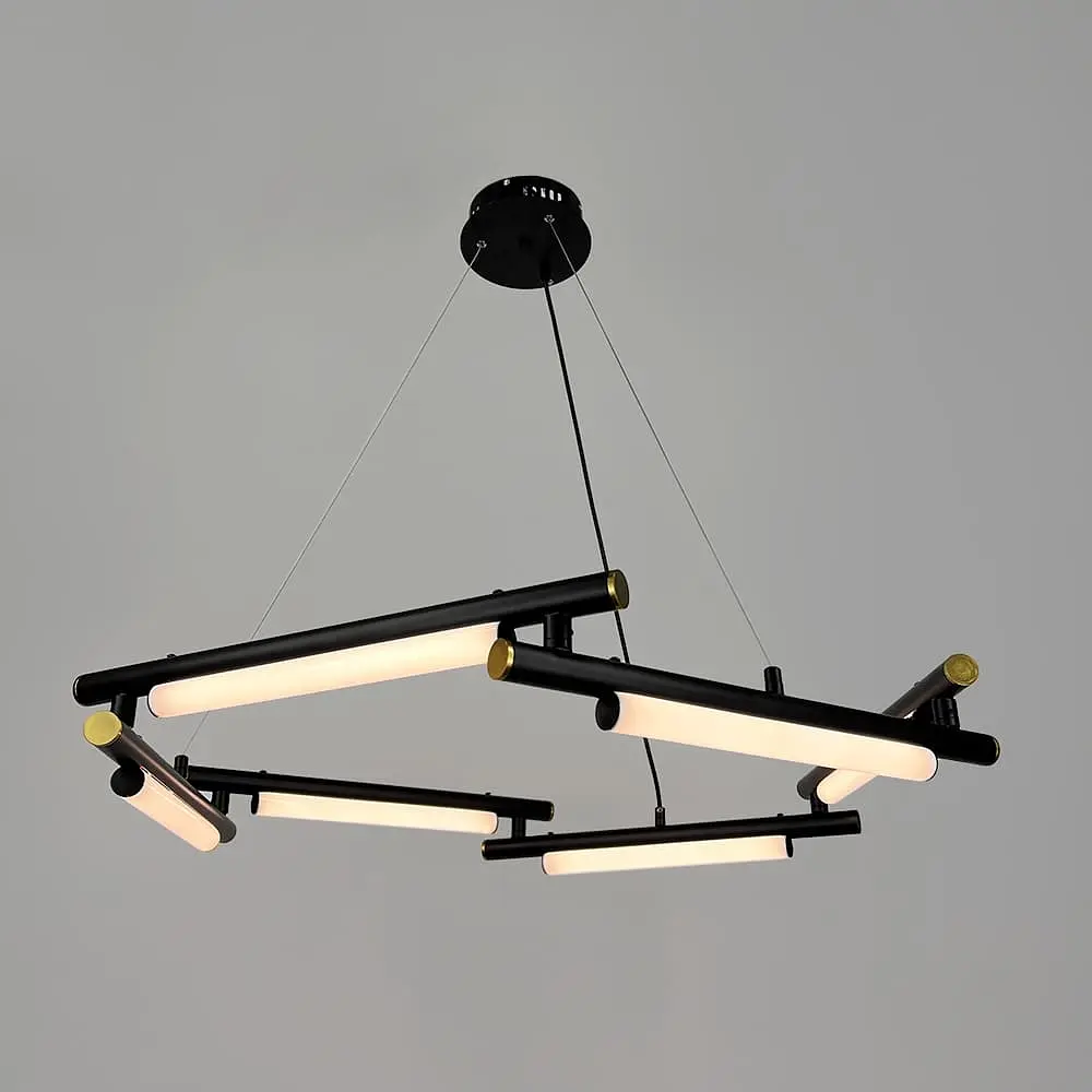 Уникальная подвесная люстра в черном кольцевом корпусе Ø 78 см Line F | Ст. MJ318-800 BK - фото 3