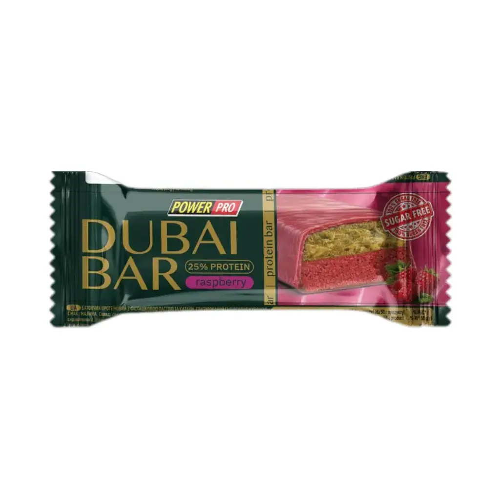 Протеїновий батончик Dubai Bar 25% Sugar free — 10 × 50 г, малина