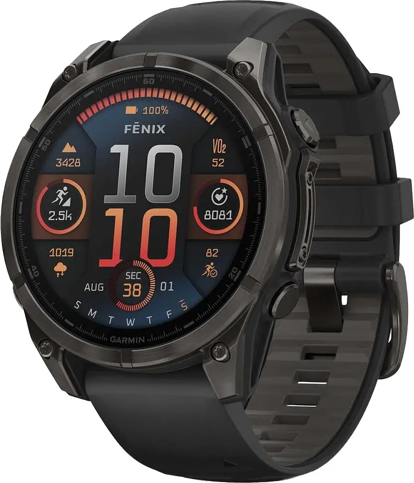 Смарт-часи Garmin Fenix8 Amoled 47мм Sapphire CarbonGrey DLC Titanium w.Чорний/Pebble Сірий S.Band