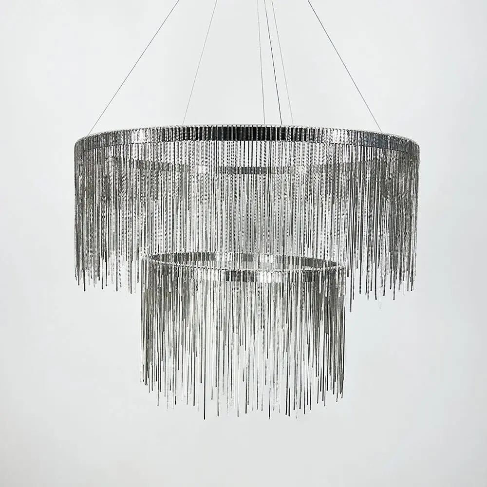 Хромированная люстра с цепочками на 2 яруса Ø 80+50 см | Line F | Ст. SP07-800+500 - фото 6