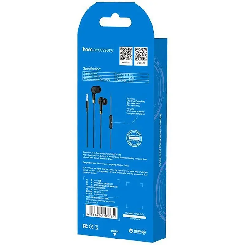 HF Hoco M58 Black + mic + button call answering - фото 5