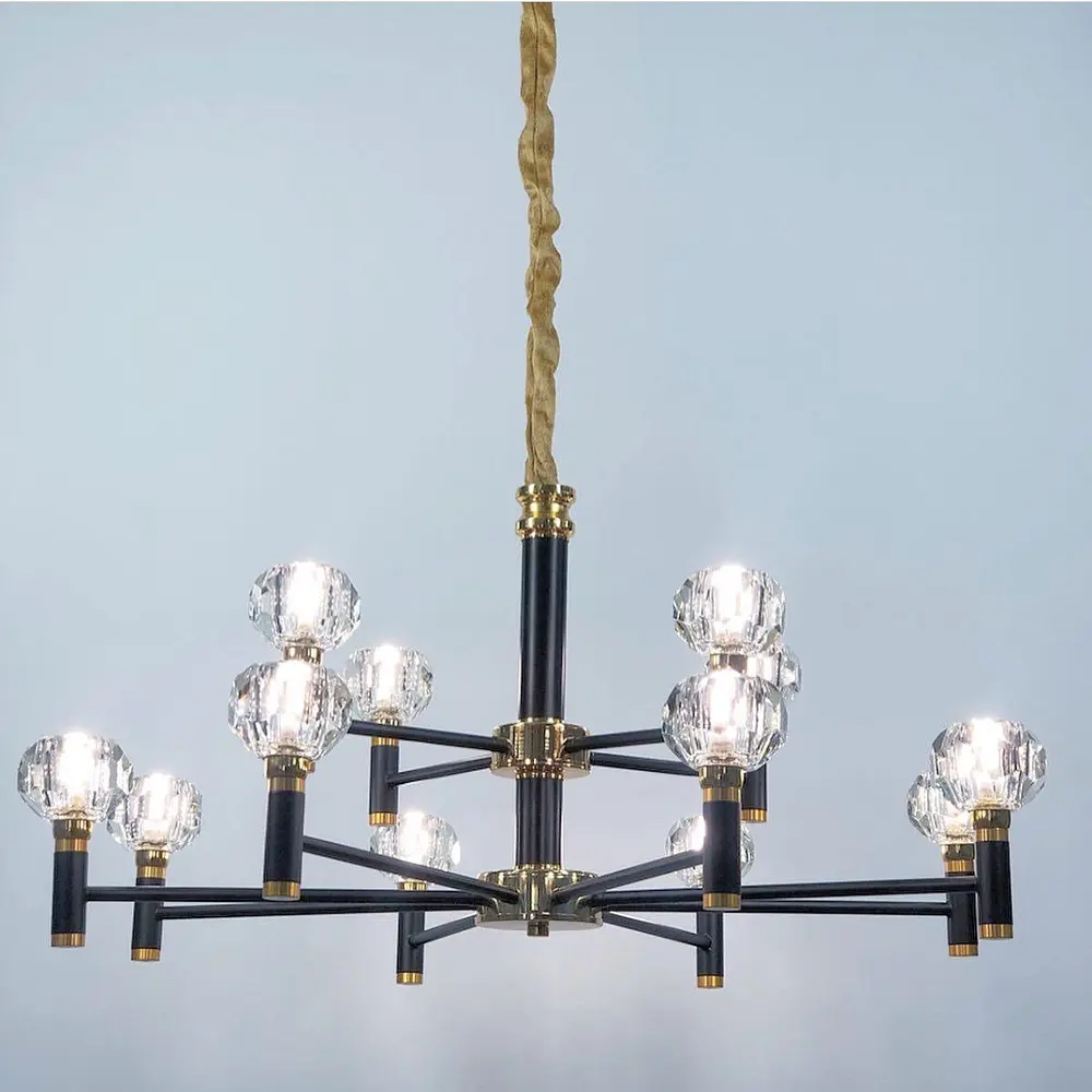 Элегантная люстра на 6 или 12 ламп со стеклянными плафонами Line.F Количество ламп 12 - фото 8