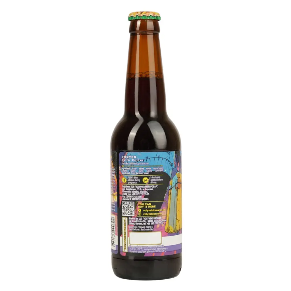 Пиво Volynski Browar Porter, темное, нефильтрованное, 5,8%, 0,35 л - фото 4