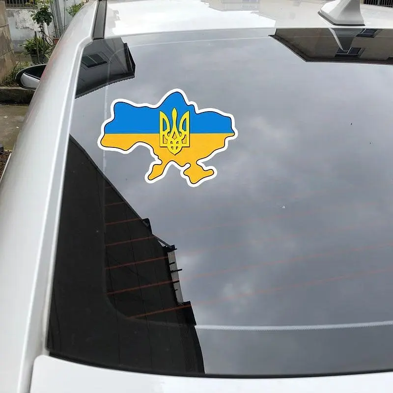 Наклейка на скло авто Україна синьо-жовта 11х15 см - фото 3
