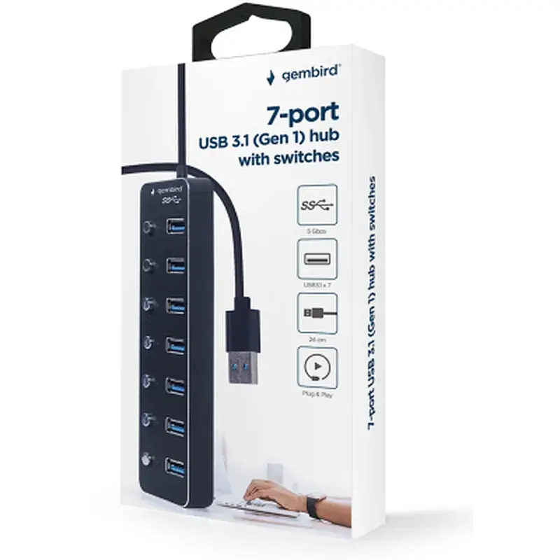 Концентратор Gembird USB 3.0 7 ports (UHB-U3P7P-01) - фото 5