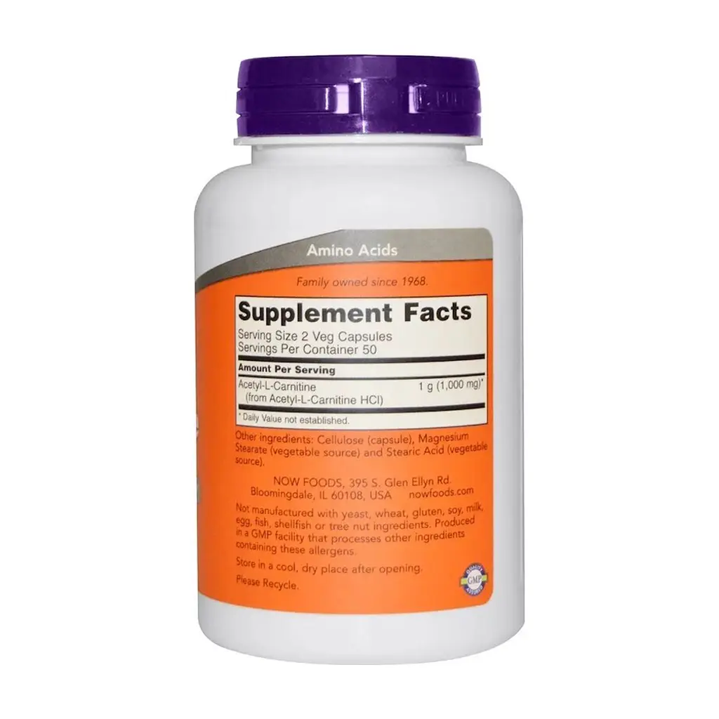 Амінокислота Now Foods Ацетил-L Карнитин, Acetyl-L Carnitine, 500 мг, 100 капсул (NF0076) - фото 2