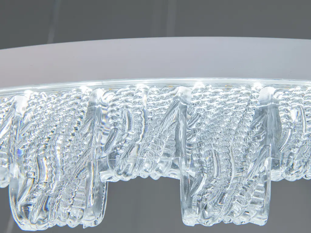 Стильна підвісна LED-люстра для залу Diasha MD78201/600+400WH, біла, 2 кільця, 82 W, акриловий декор - фото 6