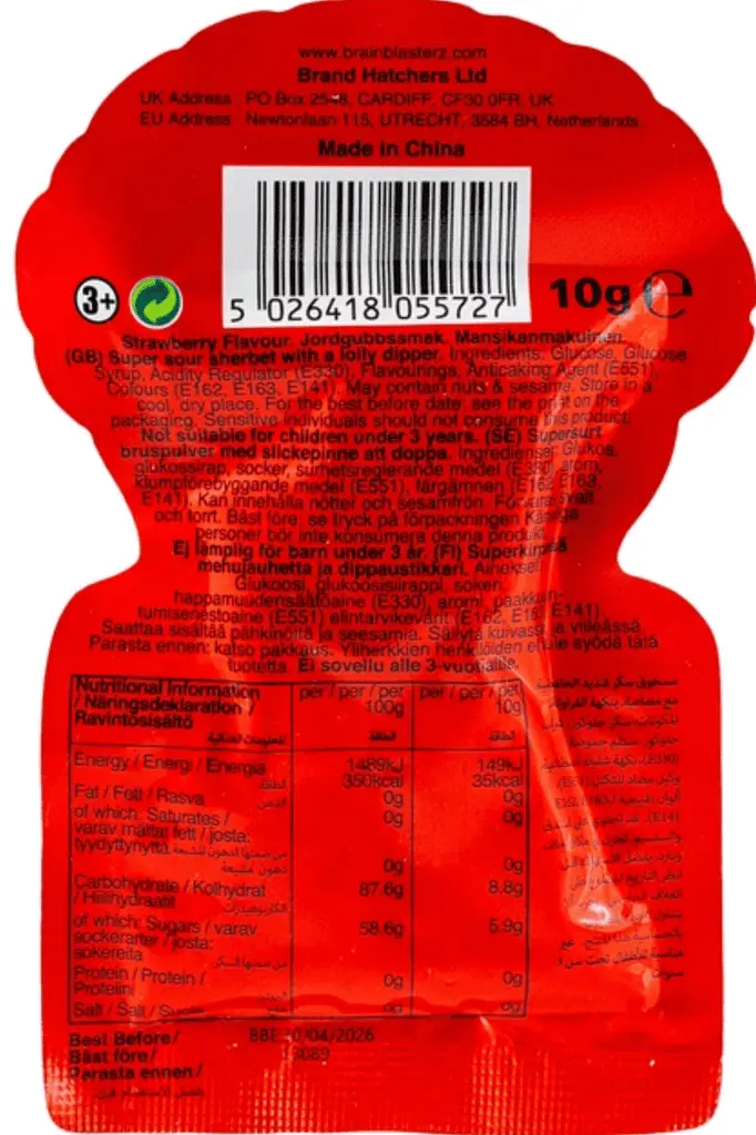 Льодяник з кислим порошком Brain Blasterz Sour Powder Lolly Dipper Strawberry Flavor 10г - фото 2