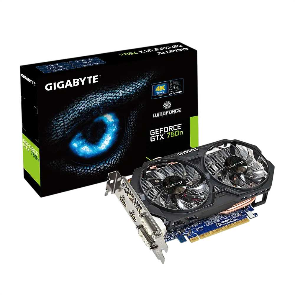 Відеокарта GeForce GTX 750 Ti 2GB Gigabyte WindForce OC (GV-N75TOC-2GI) Б/В