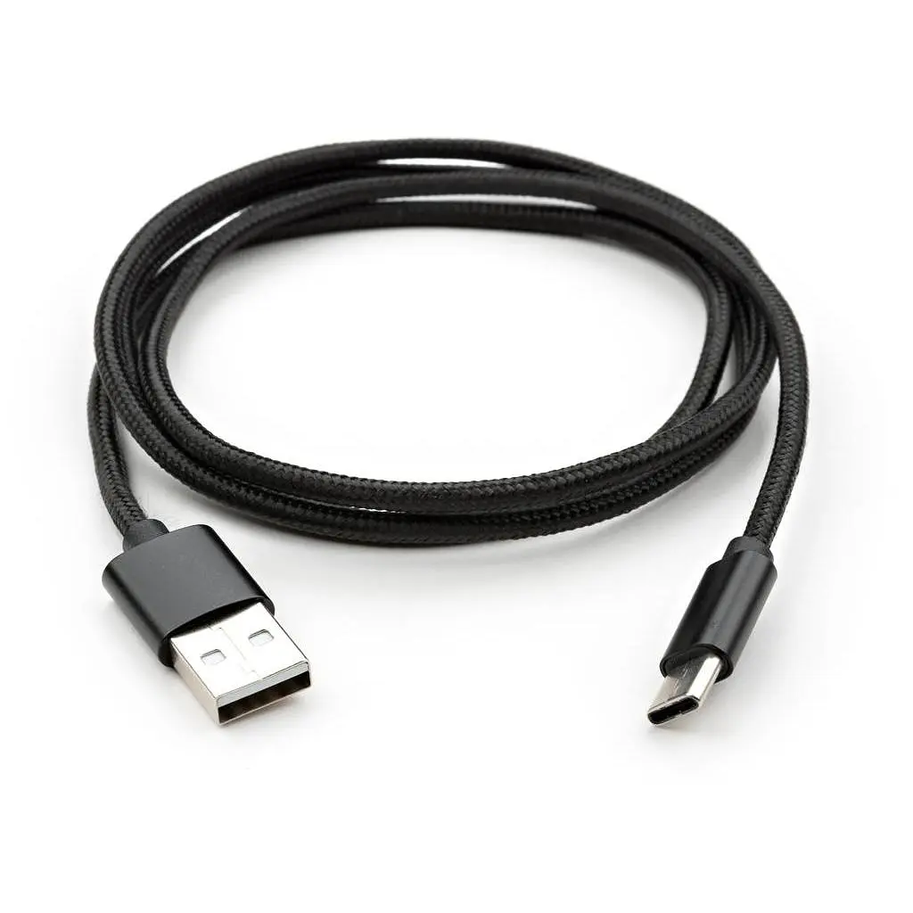 Дата кабель USB 2.0 AM to Type-C 1m nylon black Vinga (VCPDCTCNB1BK) - фото 5